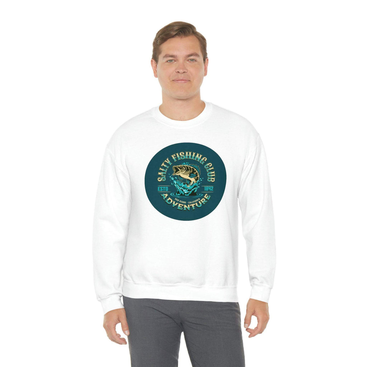 Bold Salty Fishing Club Adventure Crewneck Sweatshirt, Brand63