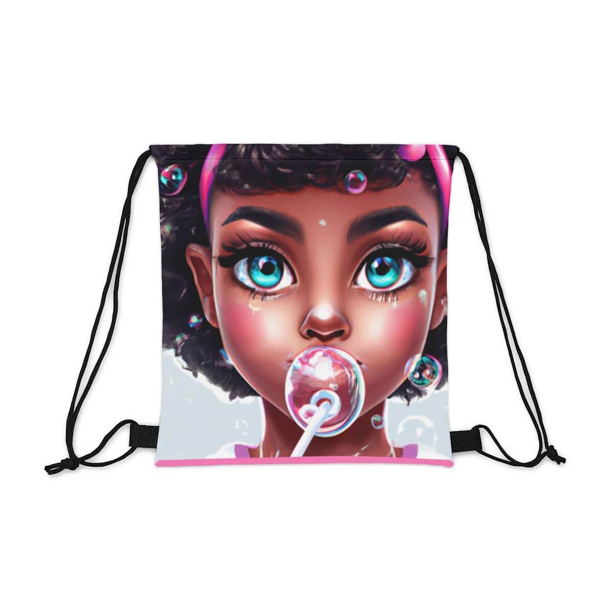 Bubbles African-American Girl Drawstring Bag, Brand63