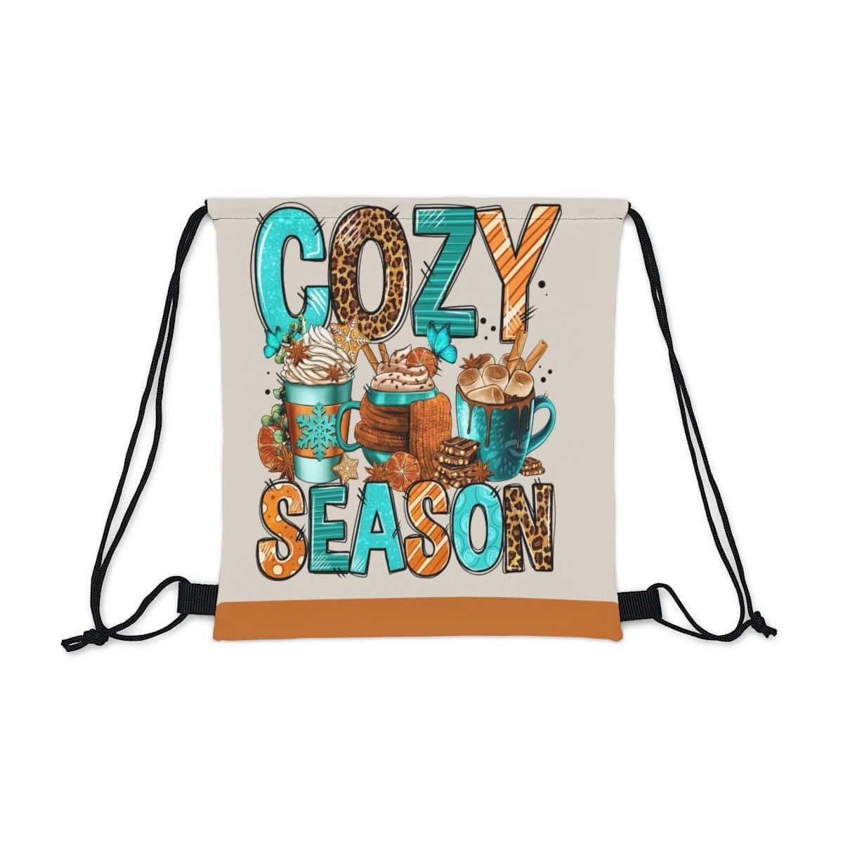 Cozy Season Coffee Drawstring Bag, Spacious Bag, Practical Backpack, Soft Sturdy Drawstring Backpack, Fun Gift for Birthday Holidays o, Brand63