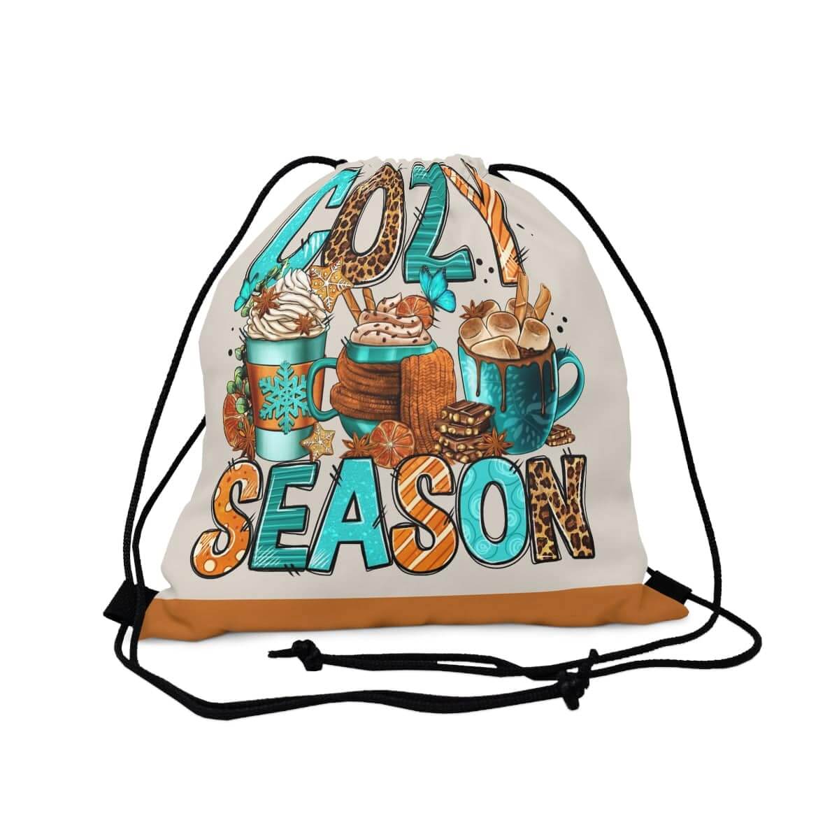 Cozy Season Coffee Drawstring Bag, Spacious Bag, Practical Backpack, Soft Sturdy Drawstring Backpack, Fun Gift for Birthday Holidays o, Brand63