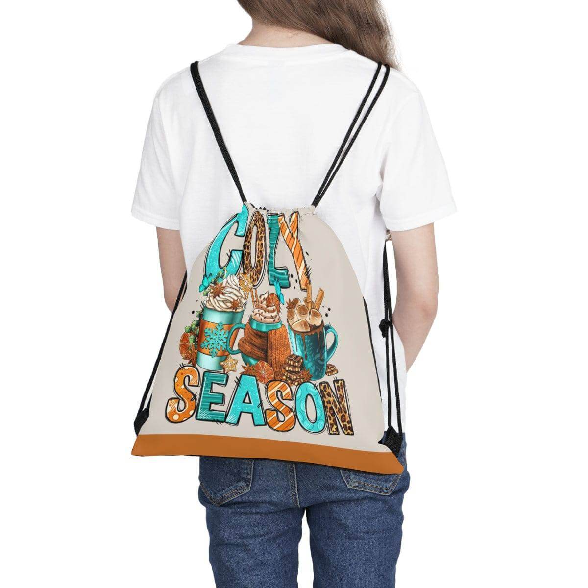 Cozy Season Coffee Drawstring Bag, Spacious Bag, Practical Backpack, Soft Sturdy Drawstring Backpack, Fun Gift for Birthday Holidays o, Brand63