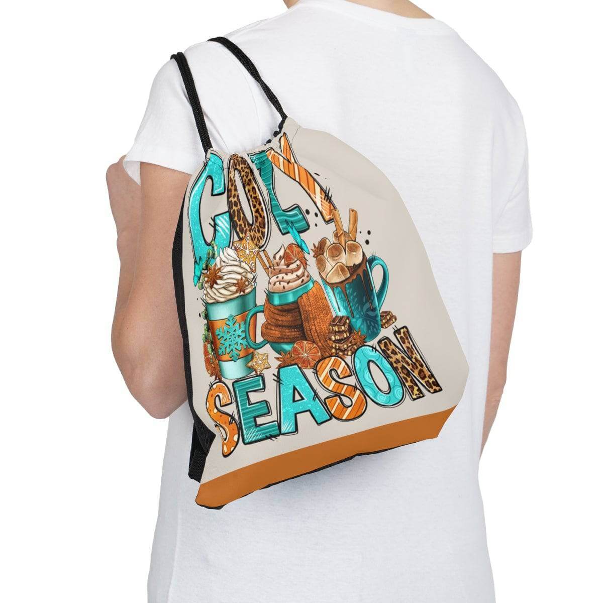 Cozy Season Coffee Drawstring Bag, Spacious Bag, Practical Backpack, Soft Sturdy Drawstring Backpack, Fun Gift for Birthday Holidays o, Brand63