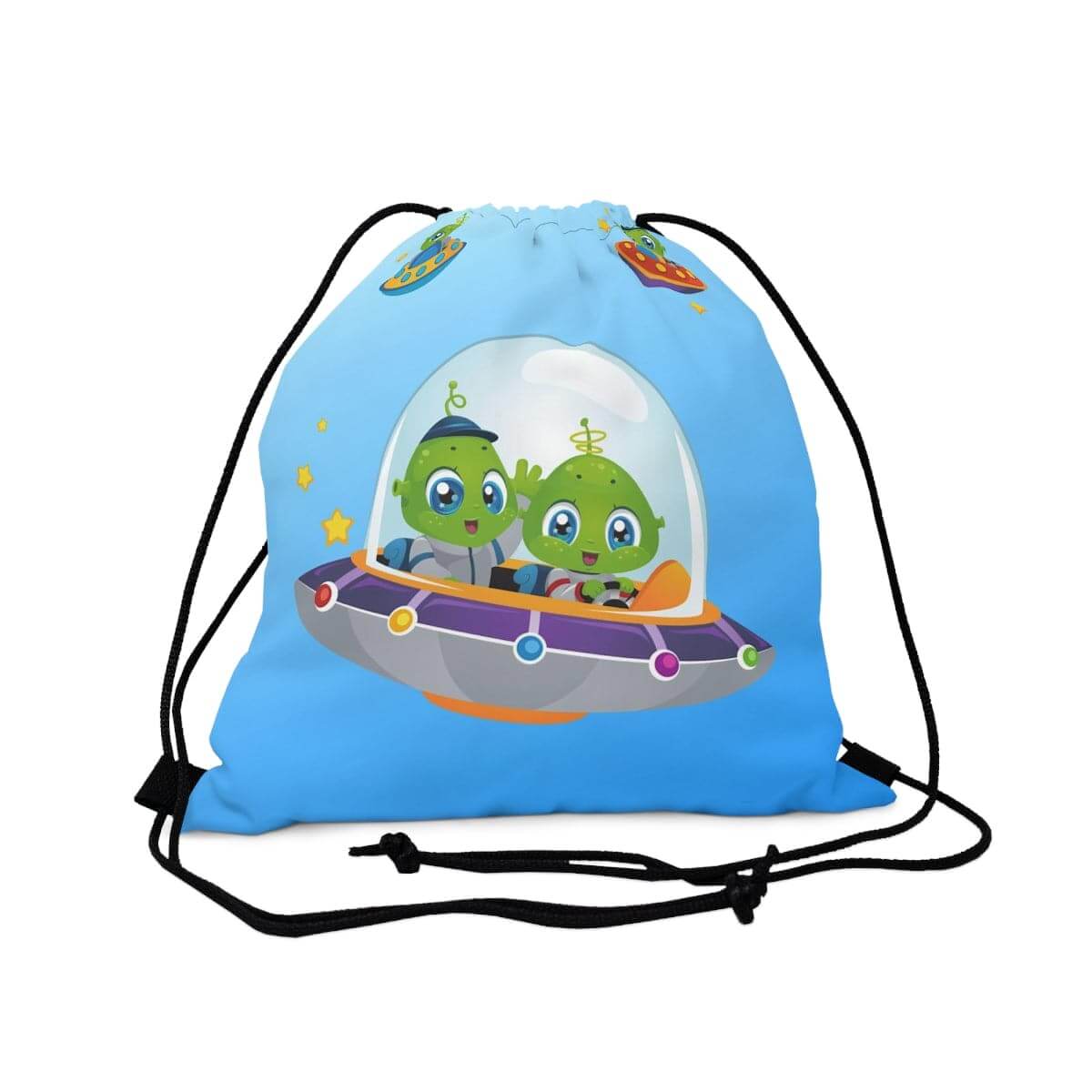Cute Aliens Drawstring Bag, Spacious Backpack, Soft Sturdy Drawstring Backpack, Fun Gift for Birthday Holidays or Back To School, Brand63