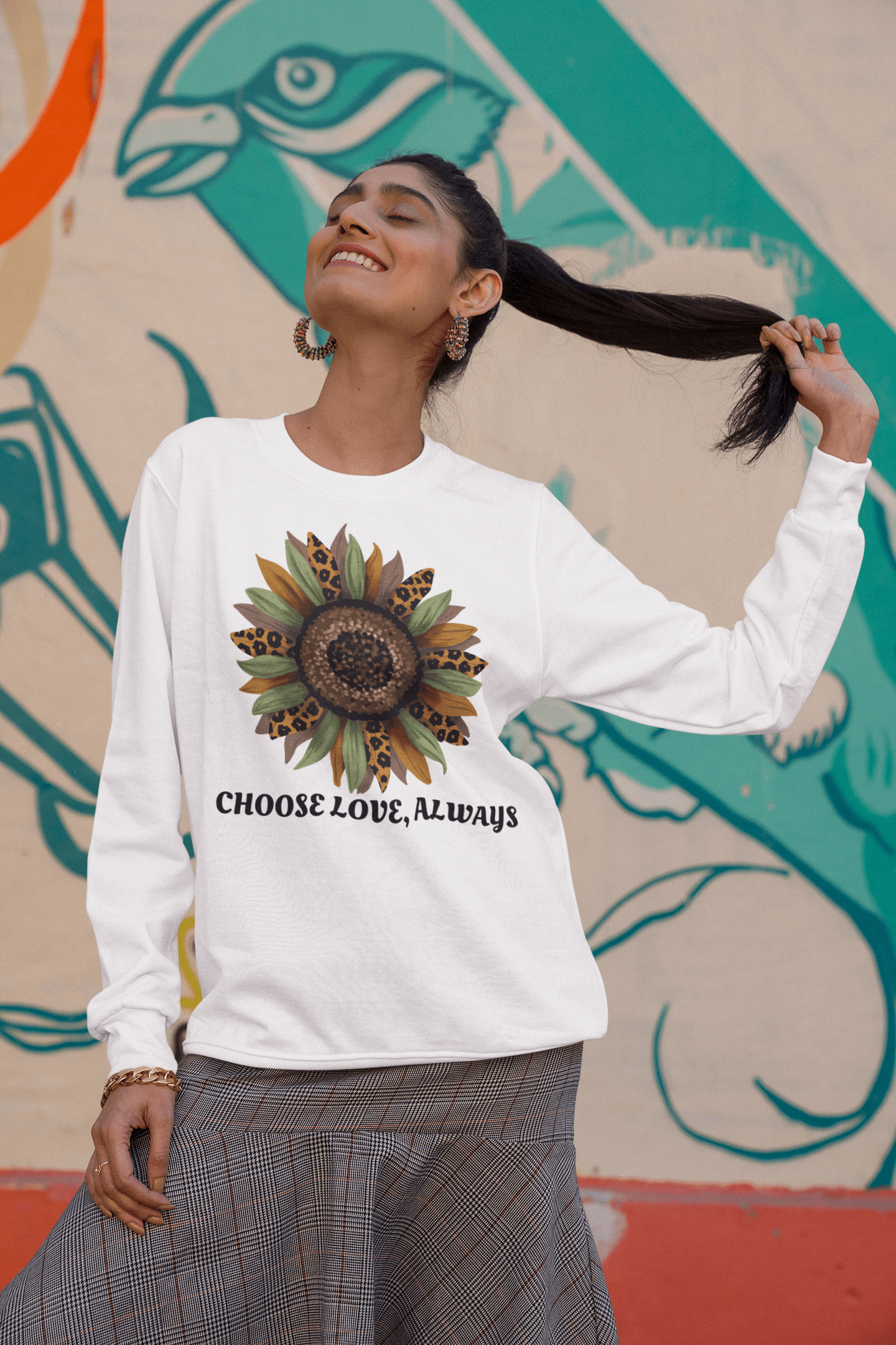 Empowering 'Choose Love, Always' Sunflower Sweatshirt for Women - Spread Positivity and Radiate Confidence, Brand63