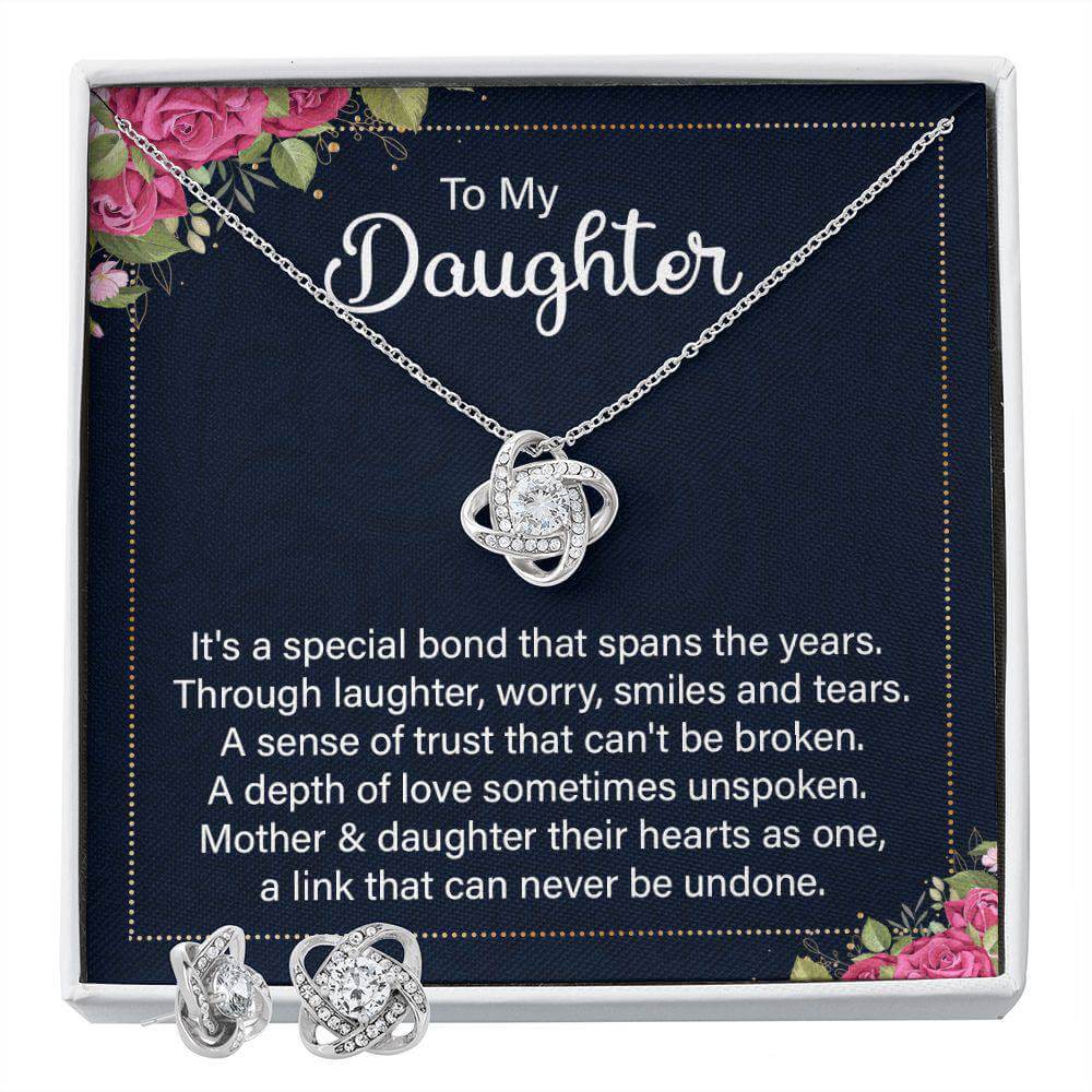 Exquisite Mon Amour Love Knot Necklace & Earring Set, Brand63