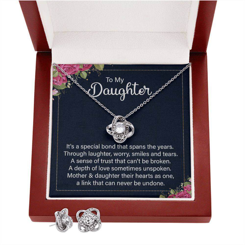 Exquisite Mon Amour Love Knot Necklace & Earring Set, Brand63