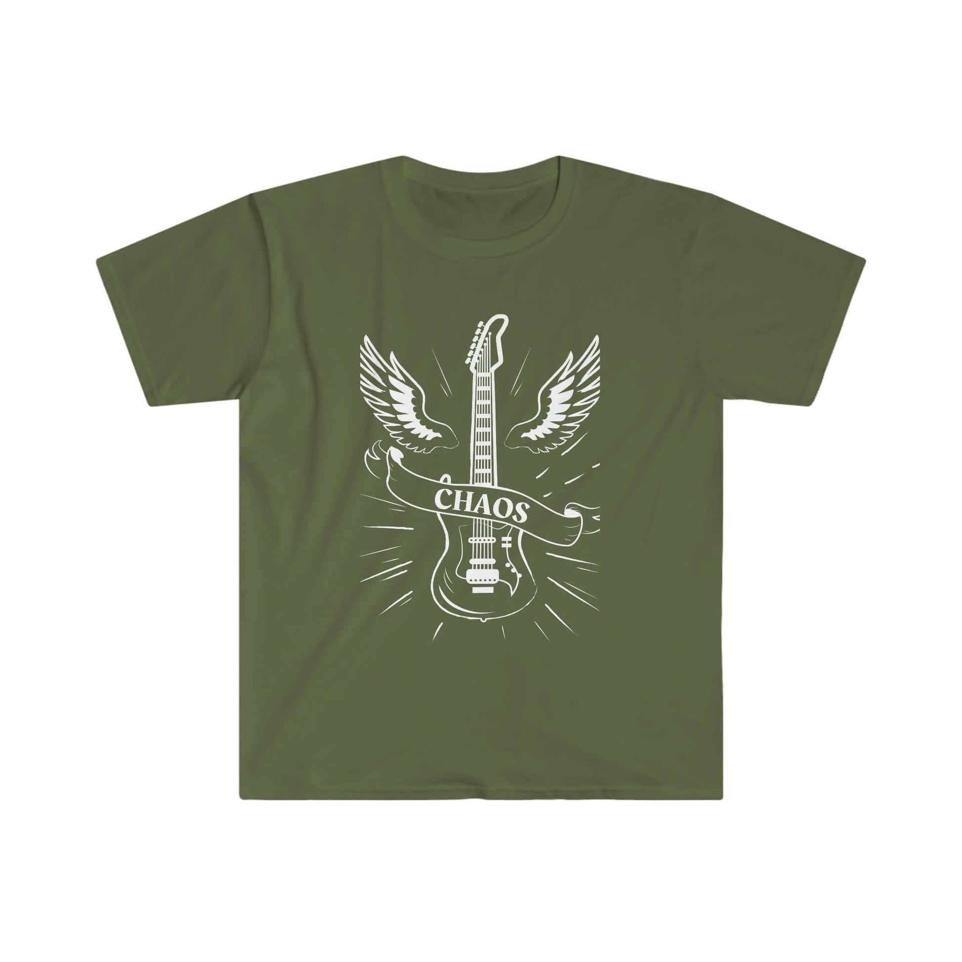 Guitar Chaos T-Shirt - Classic Guitar with Wings - Rock 'n' Roll Fashion, Brand63