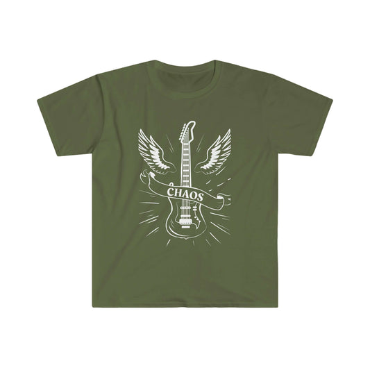 Guitar Chaos T-Shirt - Classic Guitar with Wings - Rock 'n' Roll Fashion, Brand63