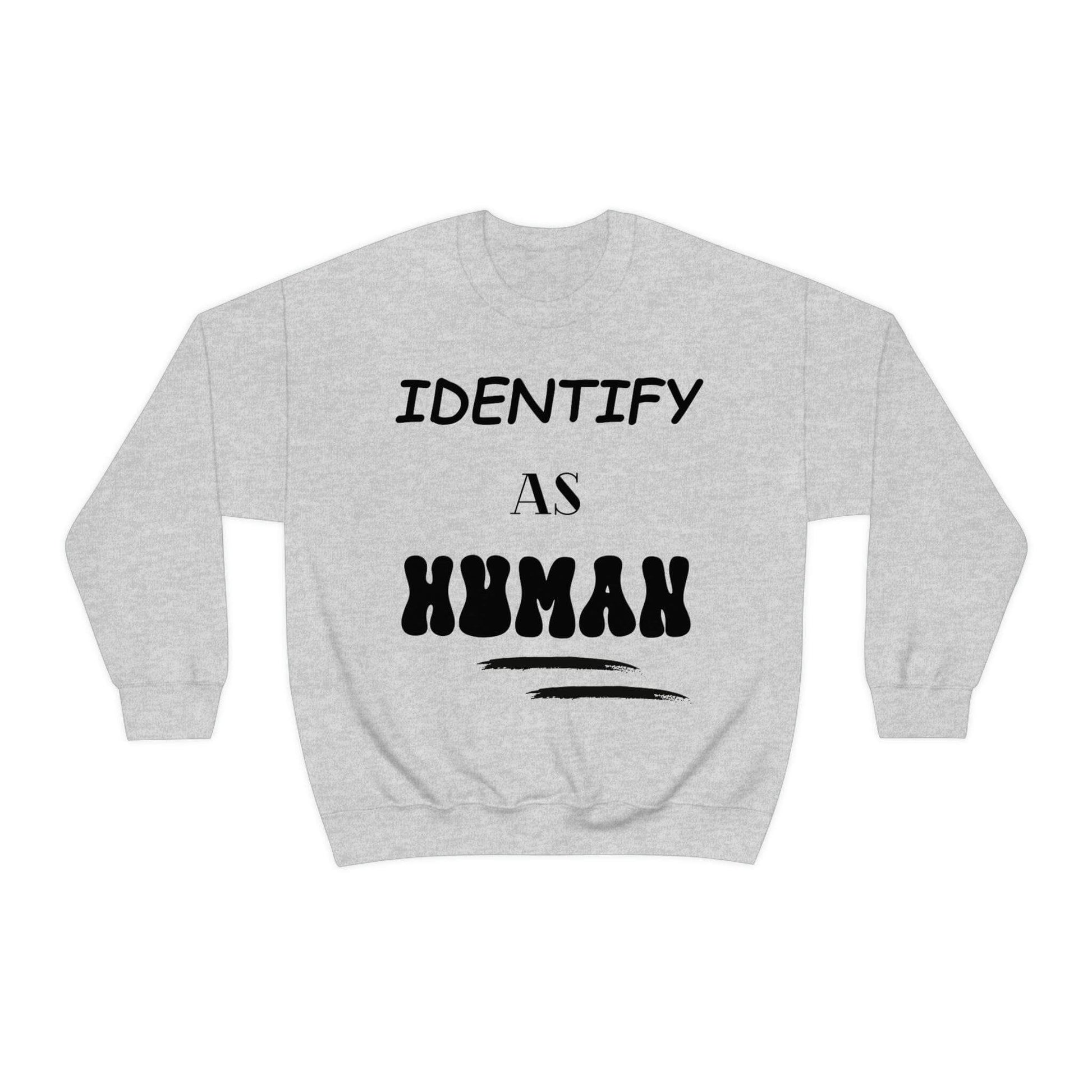 "Identify as Human" Unisex Crewneck Sweatshirt | Front & Back Design | Peace Heart Symbol | Best Deals & Free Shipping | Best Deals & Free Shipping | Best Deals & Free Shipping, Brand63