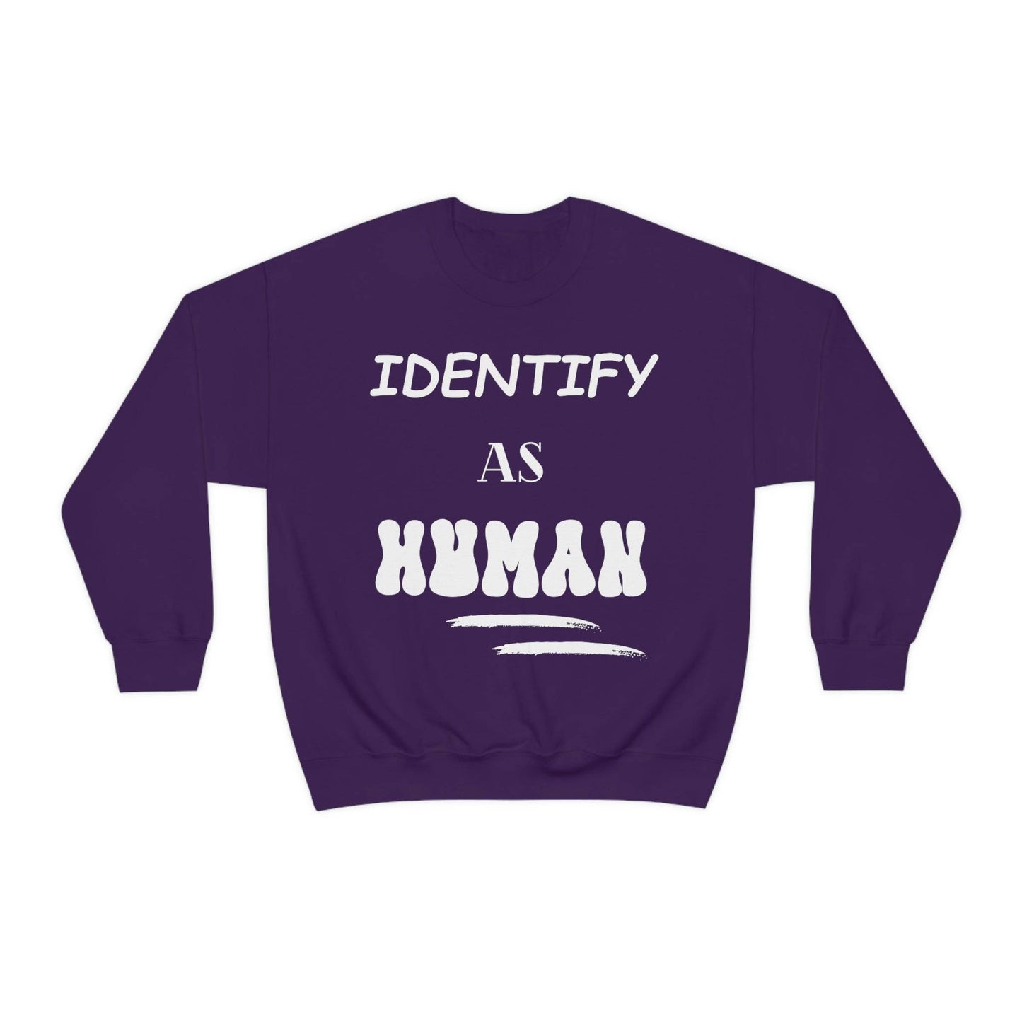 "Identify as Human" Unisex Crewneck Sweatshirt | Front & Back Design | Peace Heart Symbol | Best Deals & Free Shipping | Best Deals & Free Shipping | Best Deals & Free Shipping, Brand63