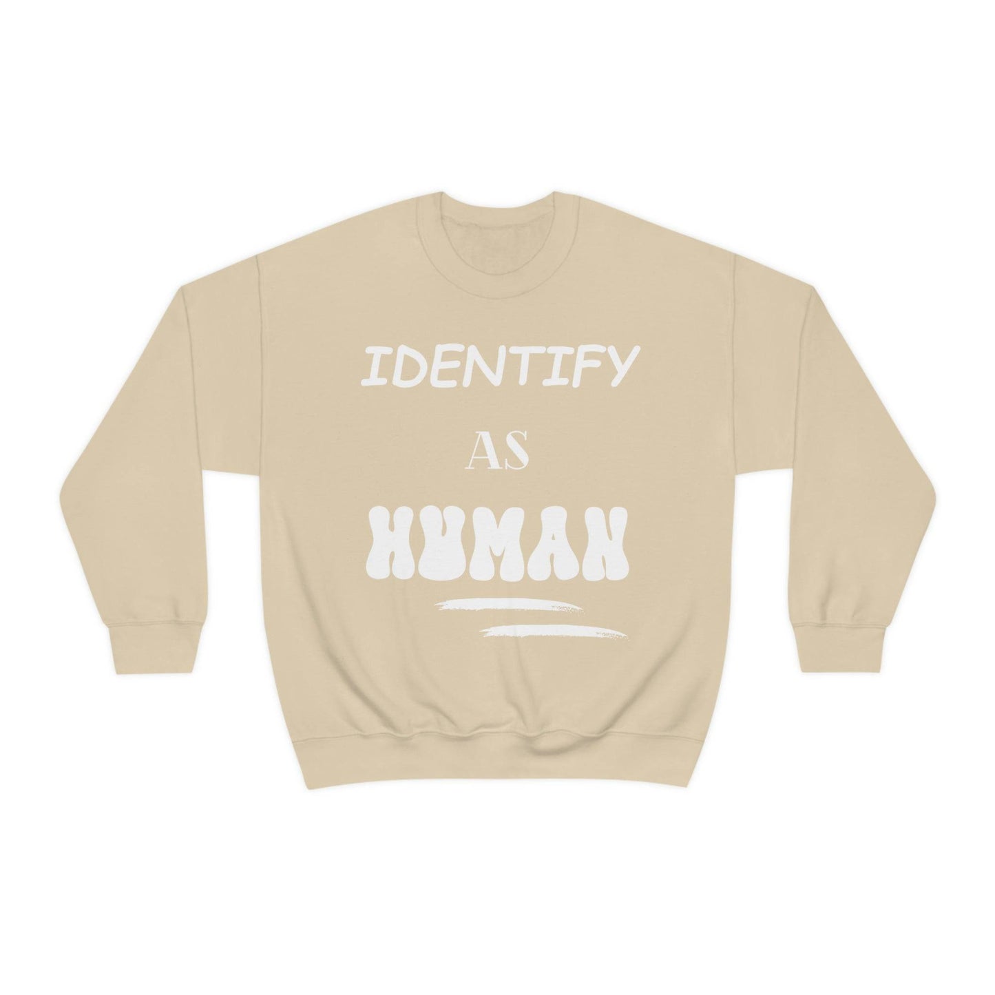 "Identify as Human" Unisex Crewneck Sweatshirt | Front & Back Design | Peace Heart Symbol | Best Deals & Free Shipping | Best Deals & Free Shipping | Best Deals & Free Shipping, Brand63