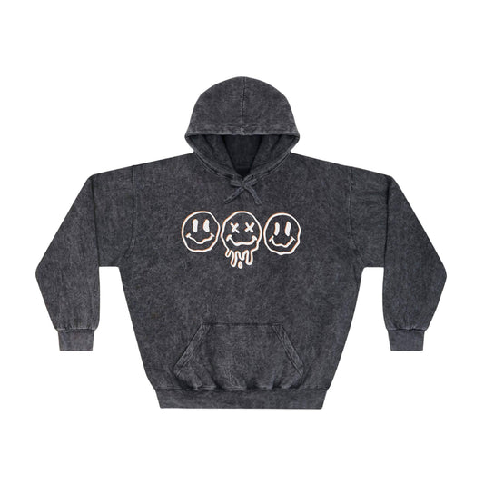Melting Smiley-Face Emjoi's Mineral Wash Hoodie (Exclusive to Brand63), Brand63