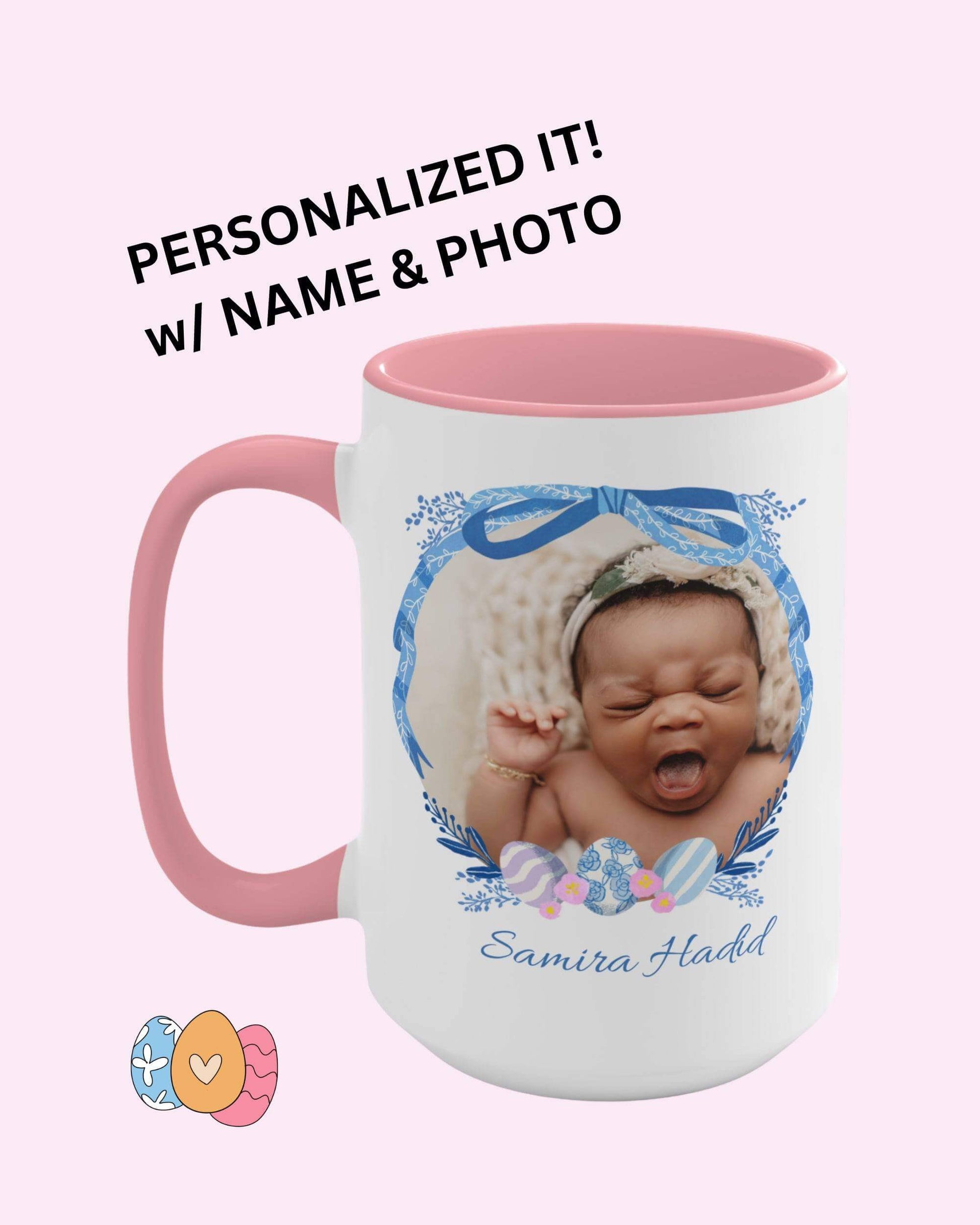 Personalized Photo Easter coffee mug, Name & Picture Personalized gift for Easter, Easter gift for Grandma, Easter basket stuffers, Baby cup, Brand63
