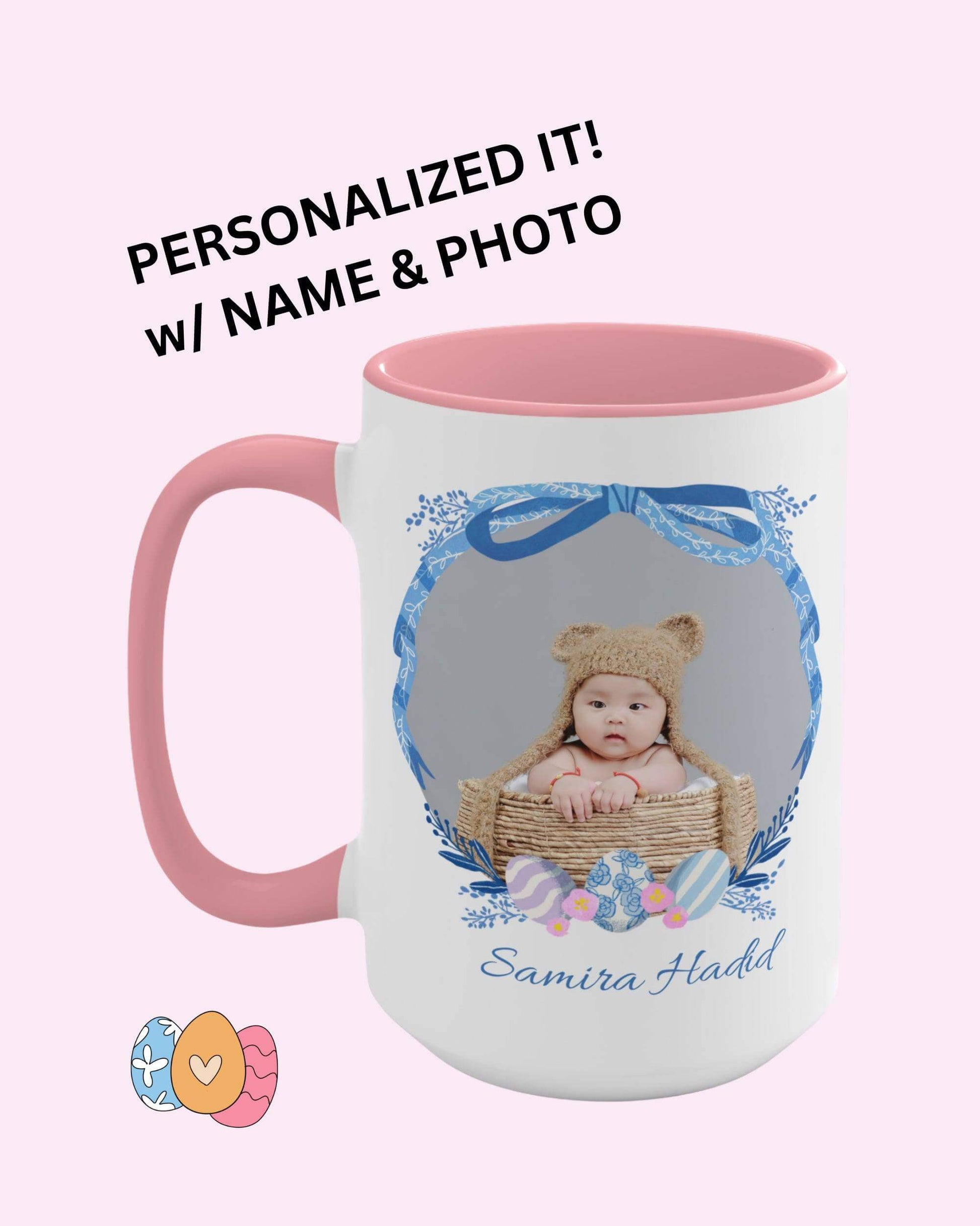Personalized Photo Easter coffee mug, Name & Picture Personalized gift for Easter, Easter gift for Grandma, Easter basket stuffers, Baby cup, Brand63