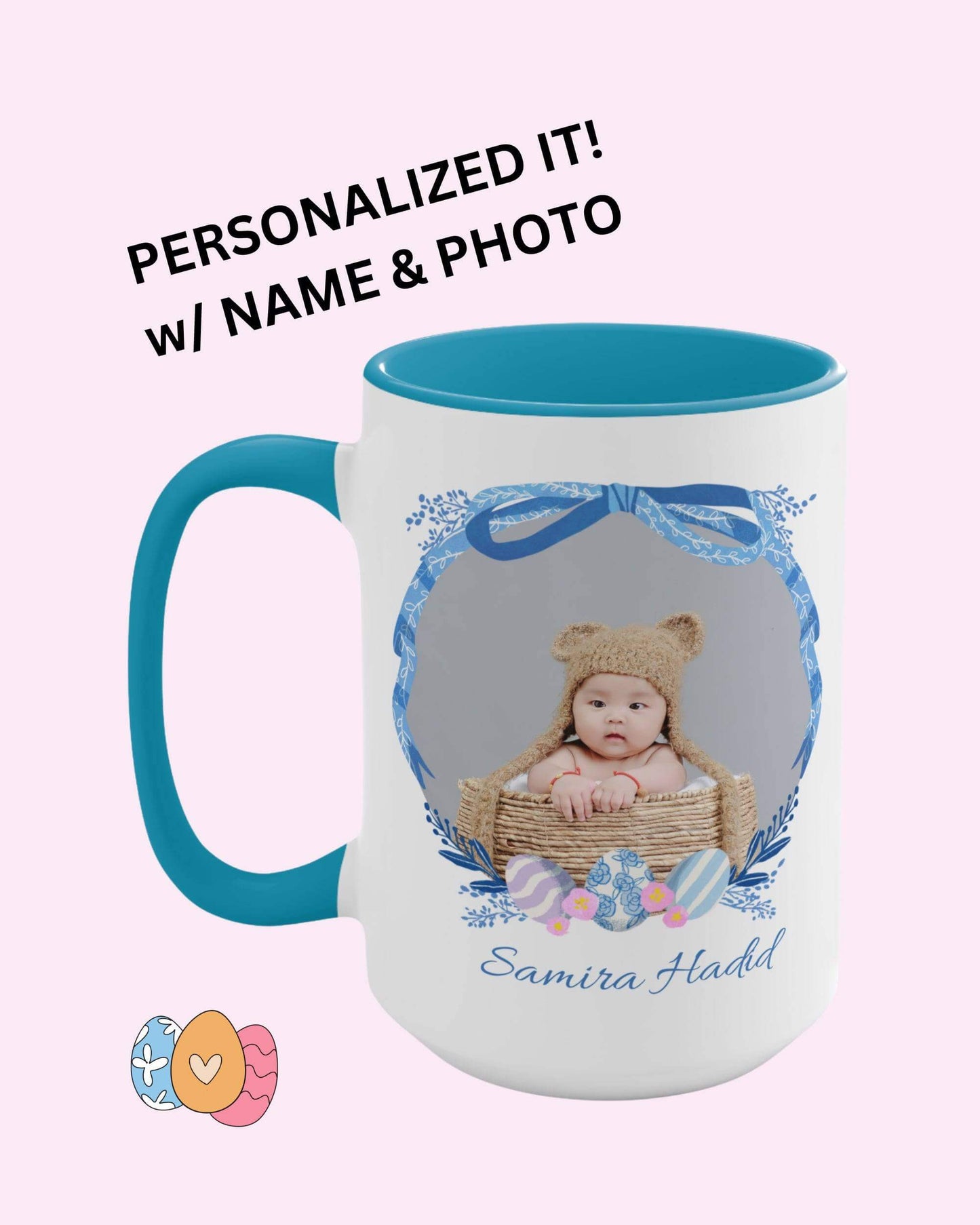 Personalized Photo Easter coffee mug, Name & Picture Personalized gift for Easter, Easter gift for Grandma, Easter basket stuffers, Baby cup, Brand63