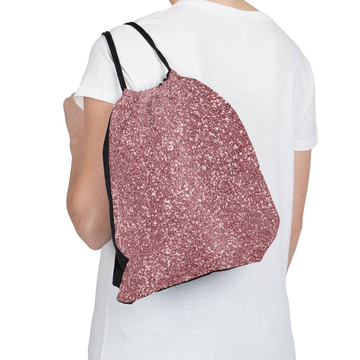 Pink Glitter Diamonds Drawstring Bag, Spacious Backpack, Soft Sturdy Drawstring Backpack, Fun Gift for Birthday Holidays or Back To School, Brand63