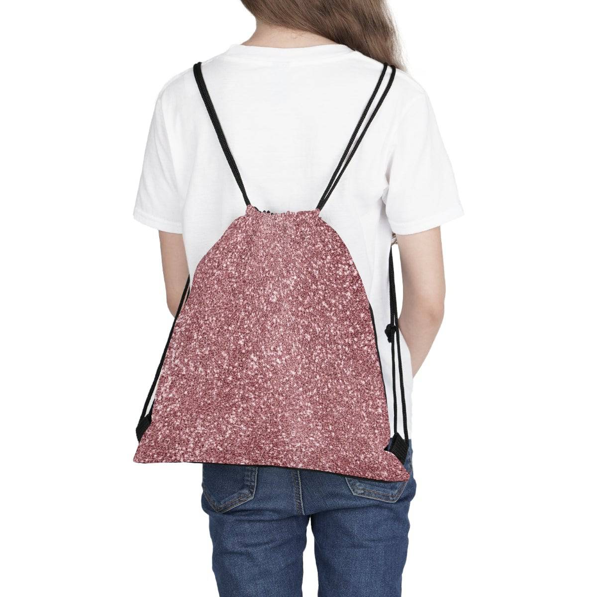 Pink Glitter Diamonds Drawstring Bag, Spacious Backpack, Soft Sturdy Drawstring Backpack, Fun Gift for Birthday Holidays or Back To School, Brand63