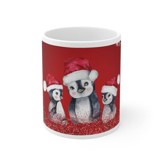 SALE Ceramic Mug - Christmas Penguins Mug, coffee lover, drinking cup, wedding gift, Christmas Gift, Holiday Gift, Birthday gift, Tea Mug, Brand63