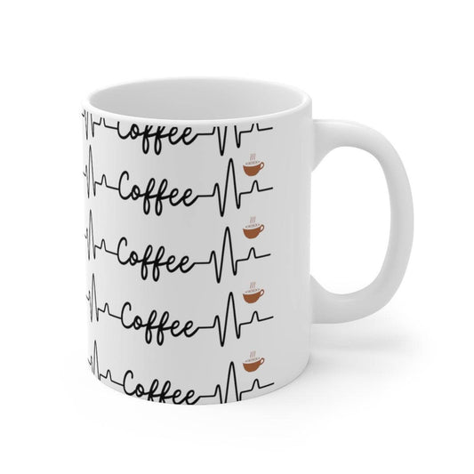 SALE Ceramic Mug - Coffee Heartbeat Mug, coffee lover, drinking cup, wedding gift, Christmas Gift, Holiday Gift, Birthday gift, Tea Mug, Brand63