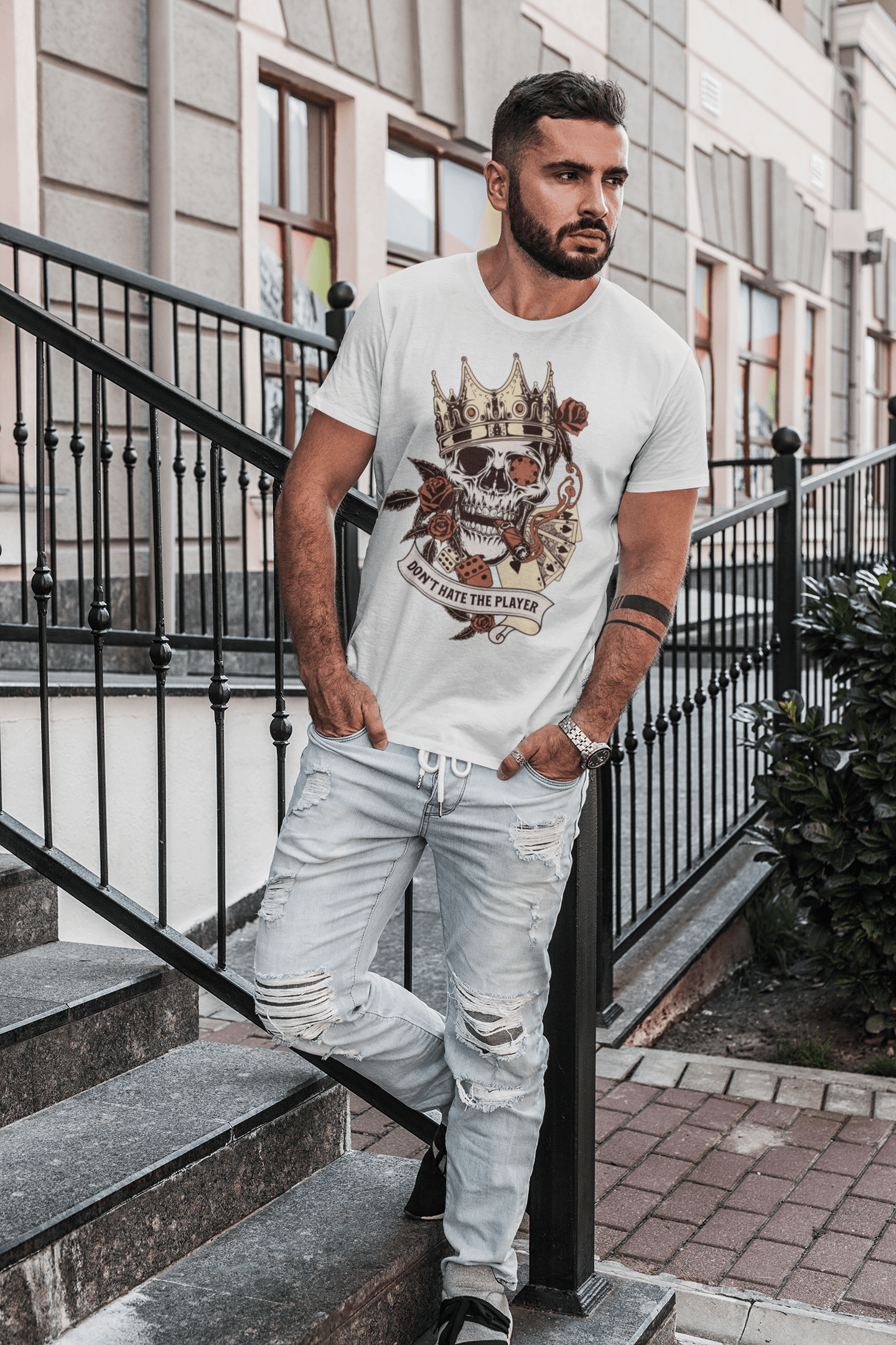 Skeleton-Player Men's Cotton Graphic Tee, Brand63