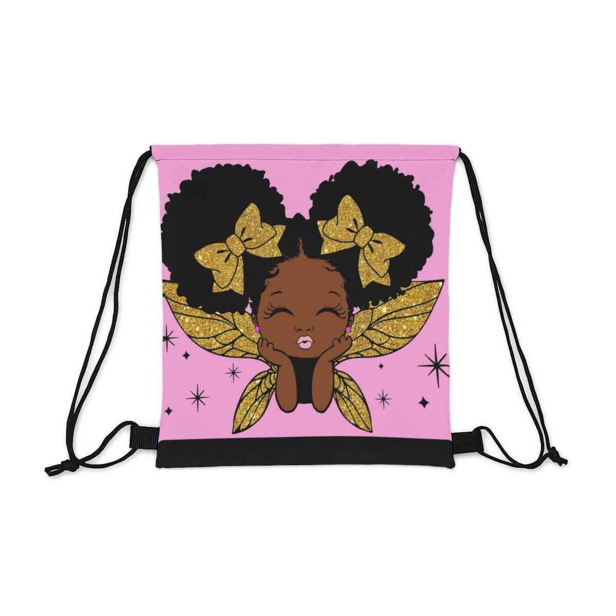 Smooches Lil Black Girl Drawstring Bag, Spacious Bag, Practical Backpack, Soft Sturdy Drawstring Backpack, Fun Gift for Birthday Holidays o, Brand63
