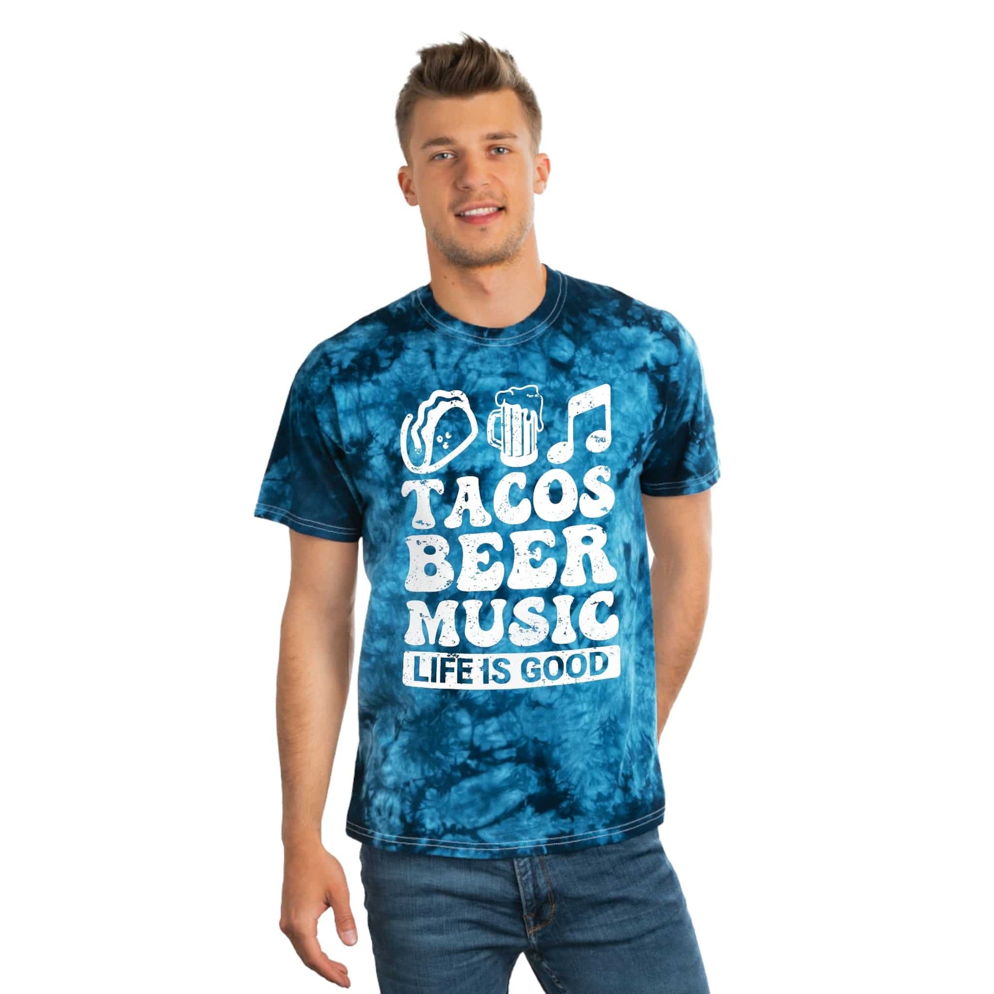 Taco Beer Life Is Good - Crystal Tie-Dye T-Shirt, Pre-Shrunk, Brand63
