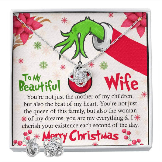 To My Wife | Love Knot Necklace & Earring Set | Grinchy Christmas Gift, Brand63